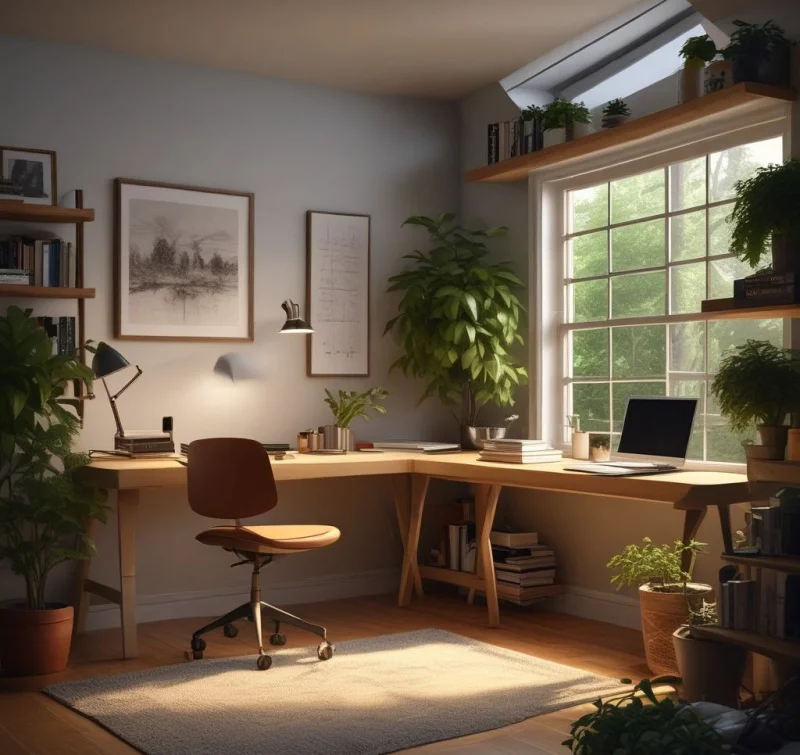 Perfect Study Space Lighting and Plants
