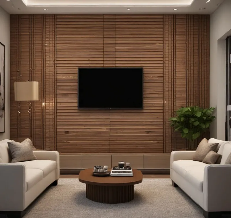 Refined Wood Panel TV Wall