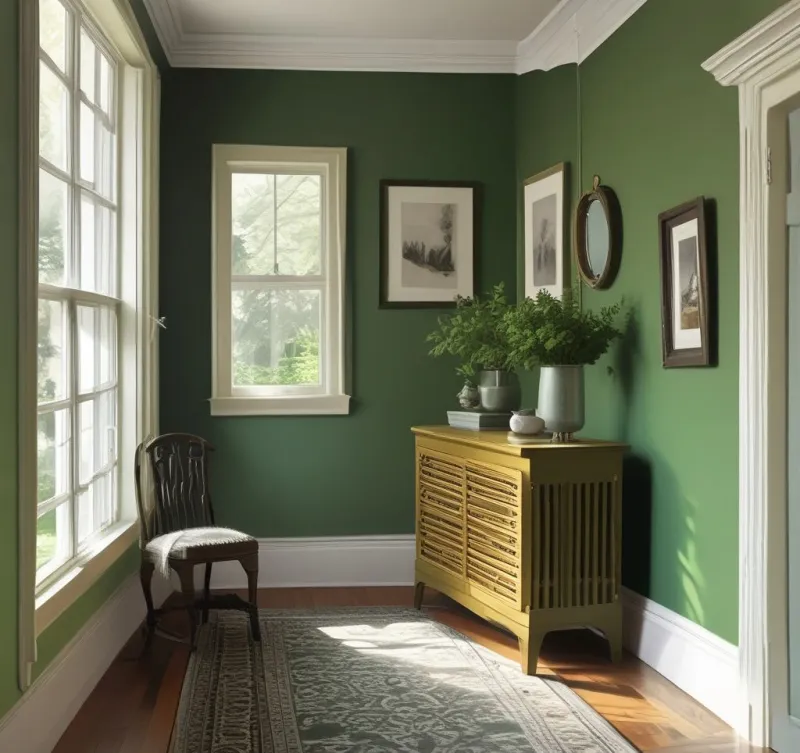 Refresh Hallways with Vibrant Green Accents
