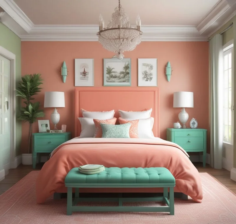 Refreshing Coral and Mint Color Pair
