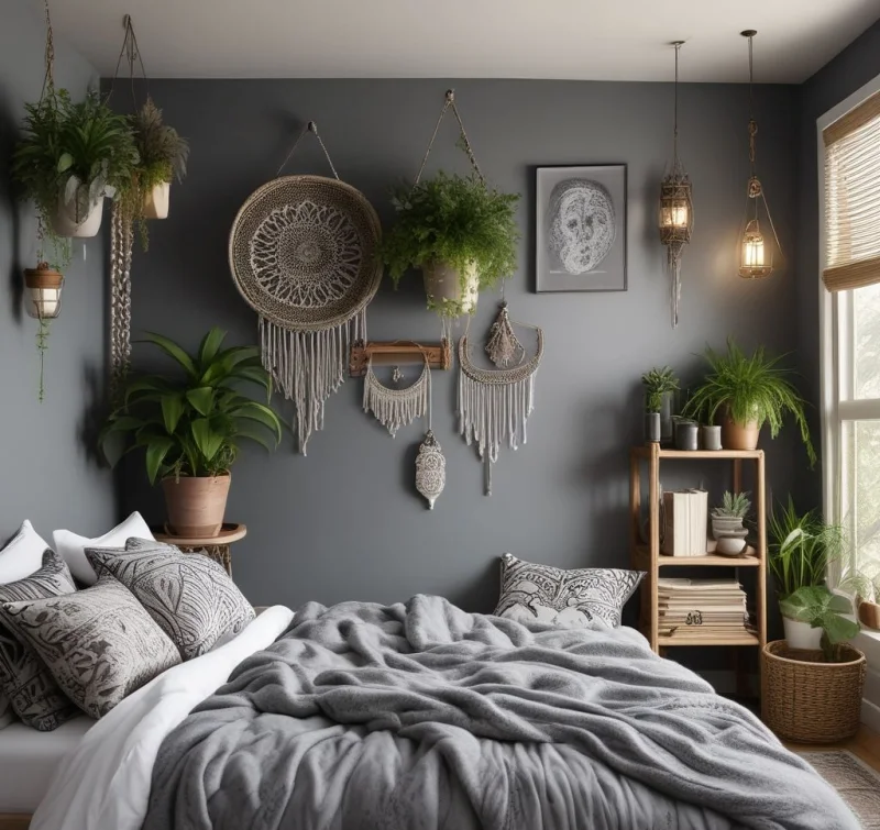 Relaxed Bohemian Grey Bedroom
