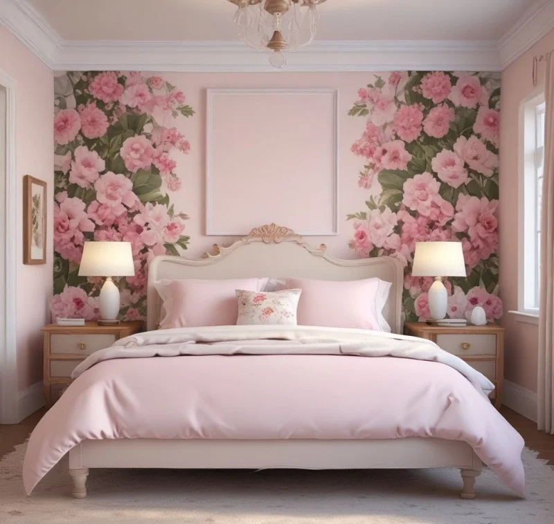 Romantic Pale Pink with Fresh Floral Elements
