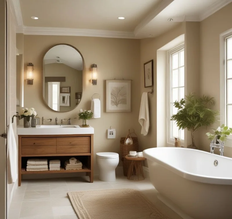 Serene Neutral Bathroom with Rich Textures