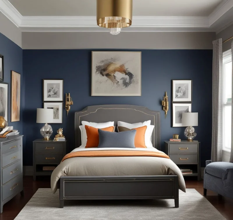 Sleek Boys Bedroom With Metallic Details
