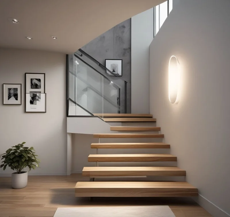 Sleek Floating Step Design
