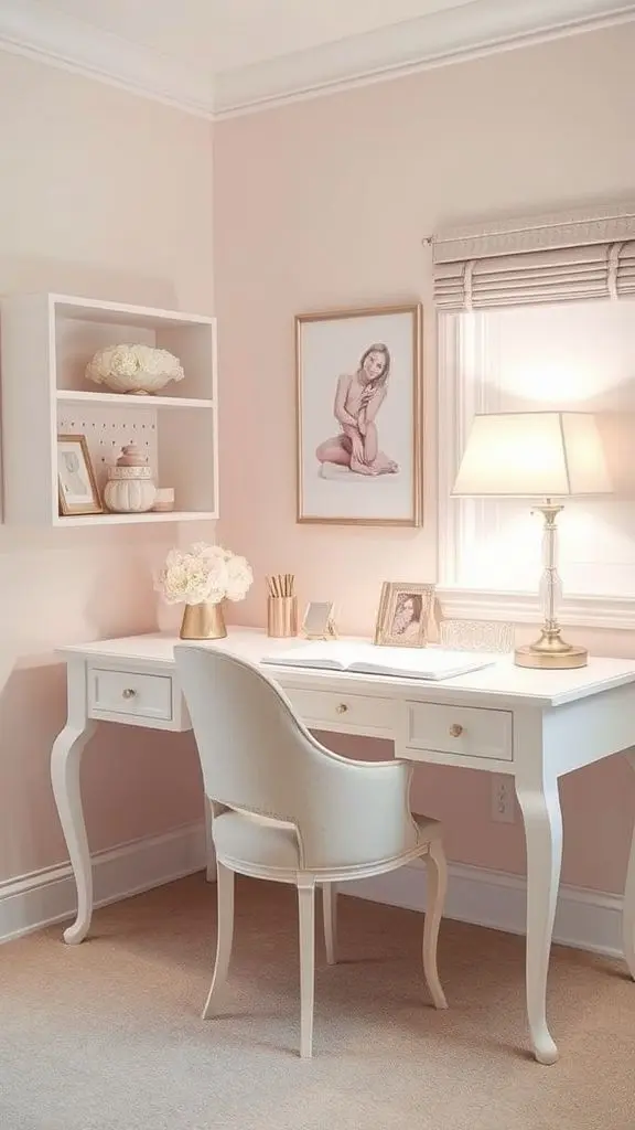 Soft And Pretty Home Office
