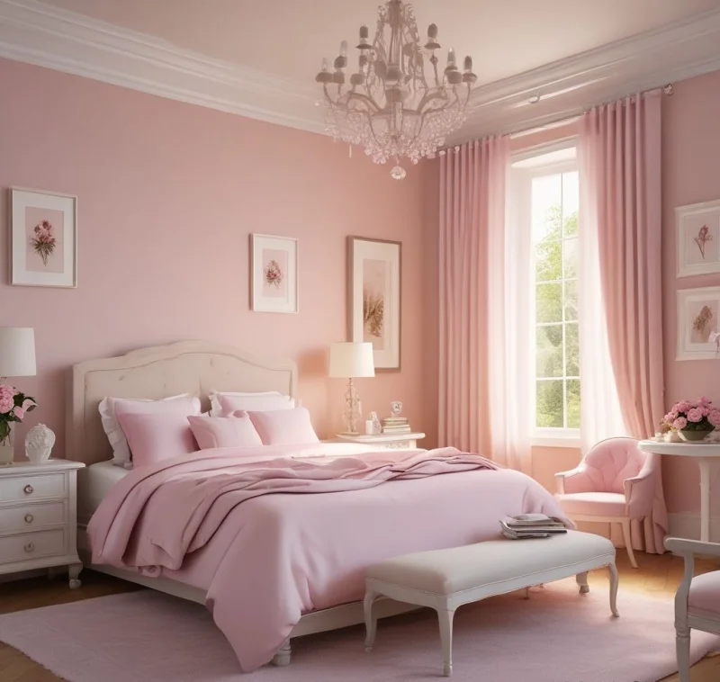 Soft Pink and Ivory Dream Bedroom
