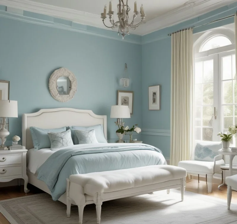 Soft Powder Blue Walls for Ultimate Relaxation
