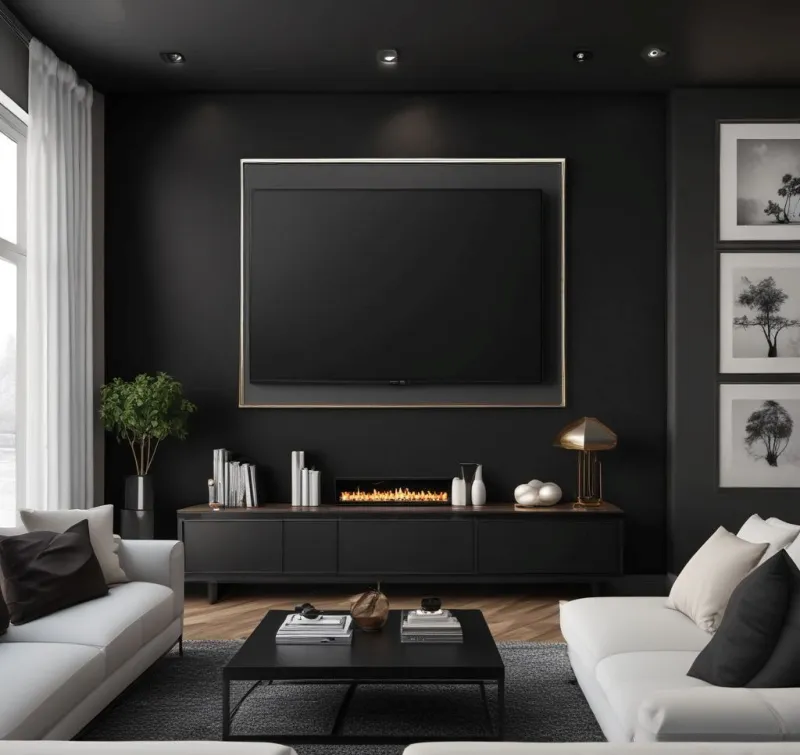 Sophisticated Black Feature TV Wall