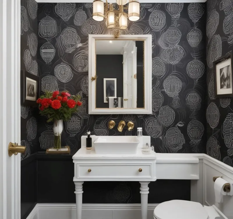 Sophisticated Contrast in Your Stylish Powder Room
