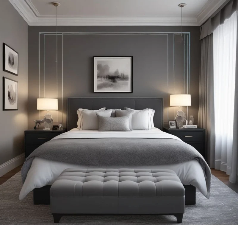 Sophisticated Hotel-Inspired Grey Bedroom
