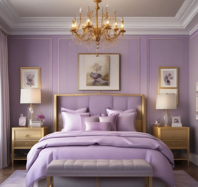 Sophisticated Lavender with Metallic Gold Touches
