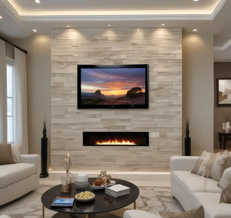 Sophisticated Stone TV Wall Feature