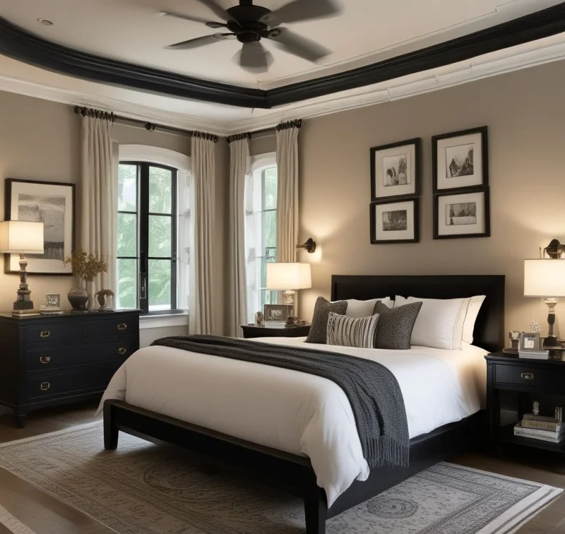 Sophisticated Two-Tone Design for Peaceful Retreats
