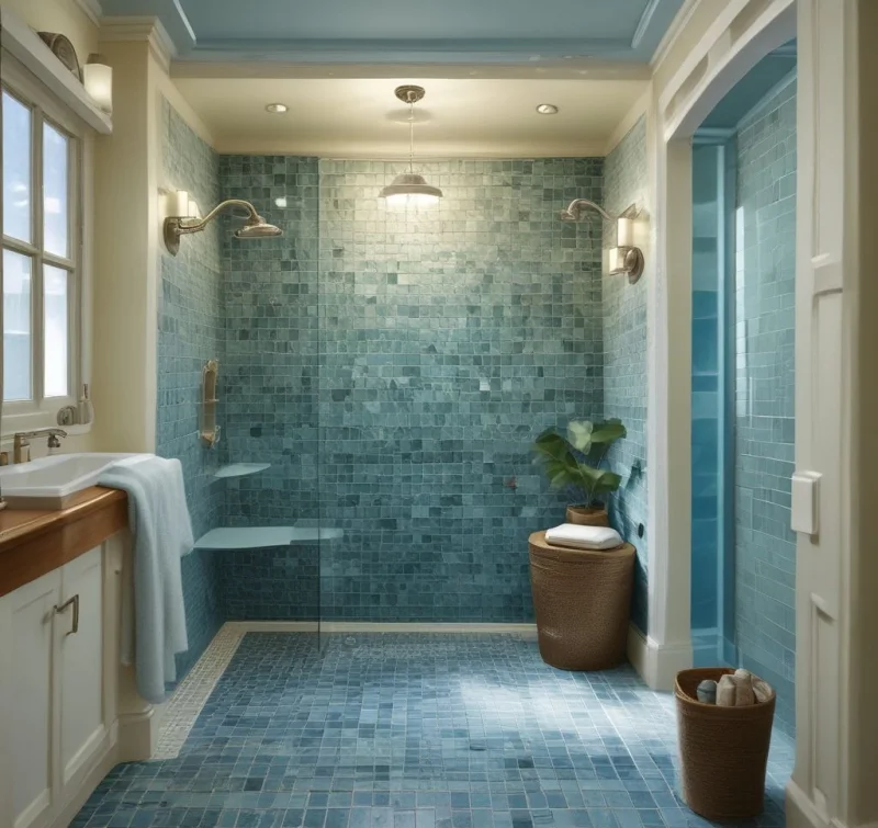 Sunlit Blue Shower Oasis

