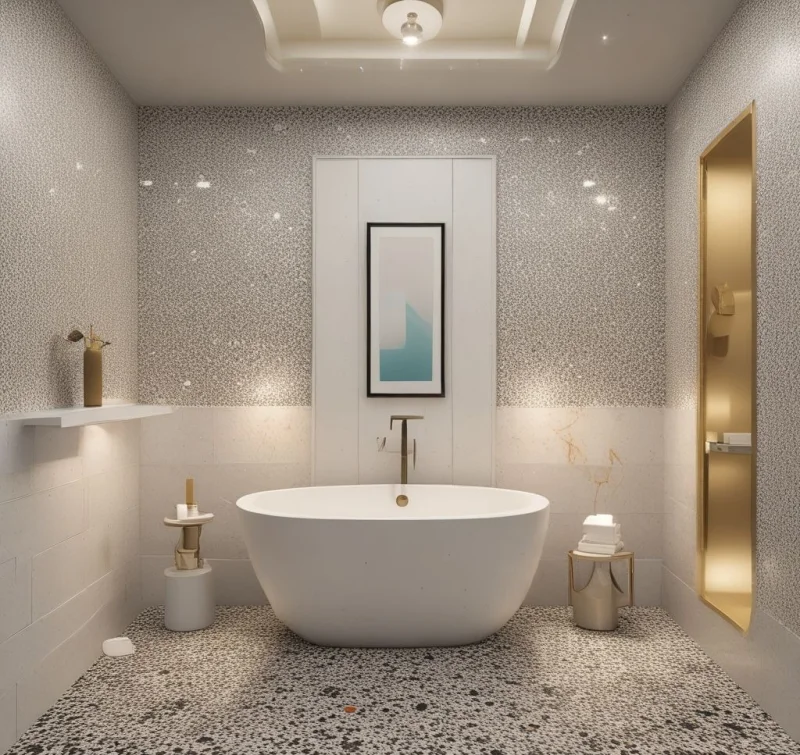 Terrazzo Surfaces and Warm Lighting Design

