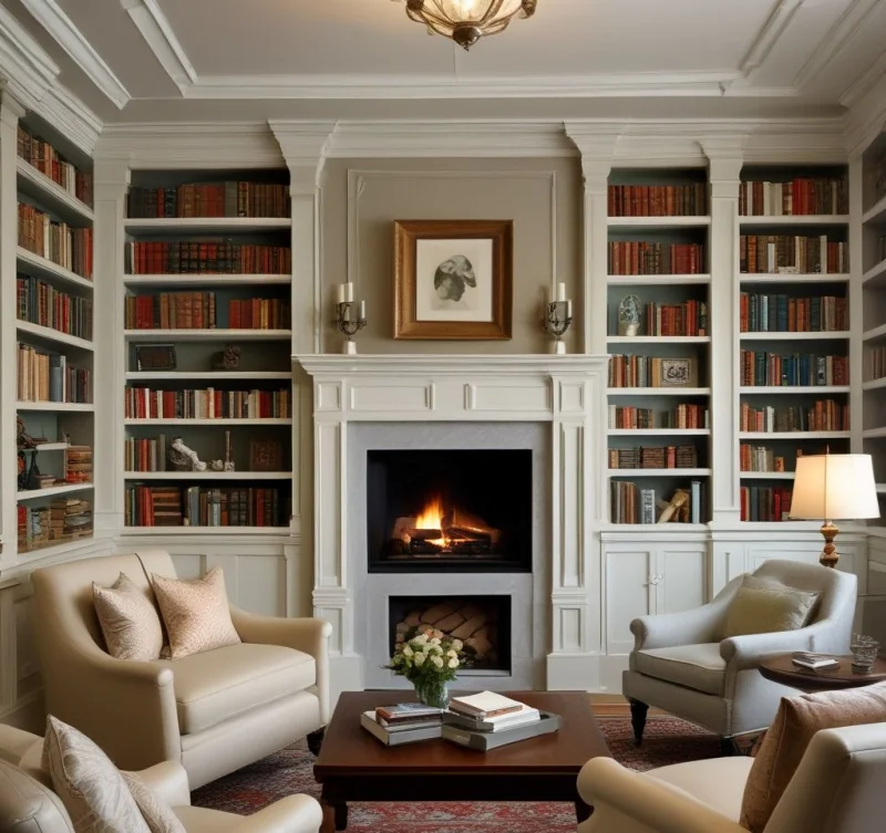Traditional Built-In Library with Classic Appeal
