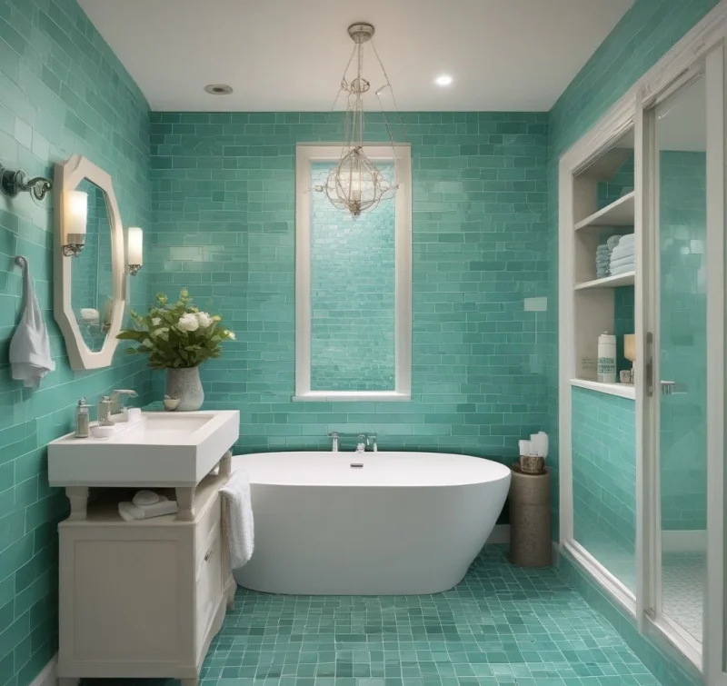 Tranquil Serenity with Aqua Blue Tiles
