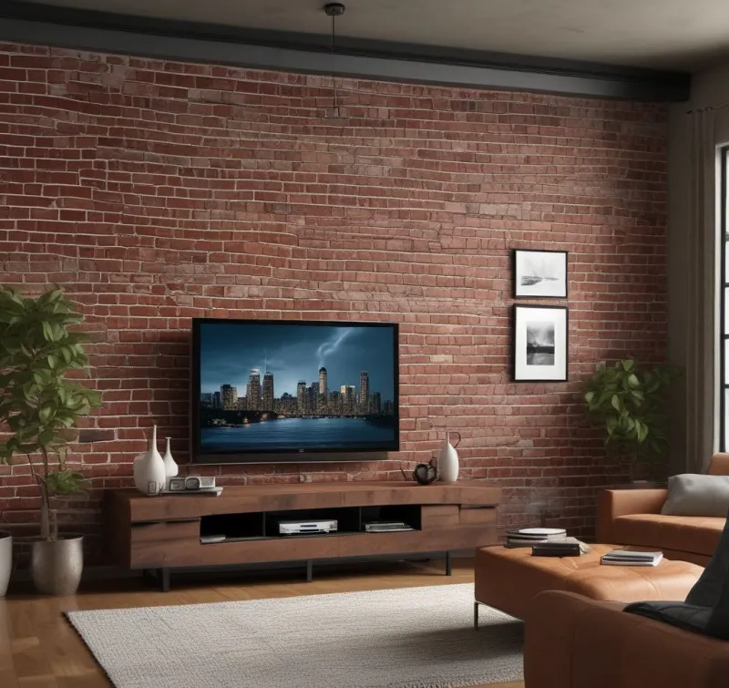 Urban Industrial Brick TV Wall