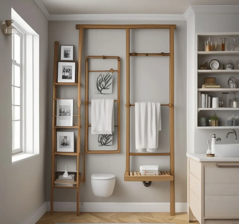Utilize Vertical Wall Space with Hanging Ladder Storage
