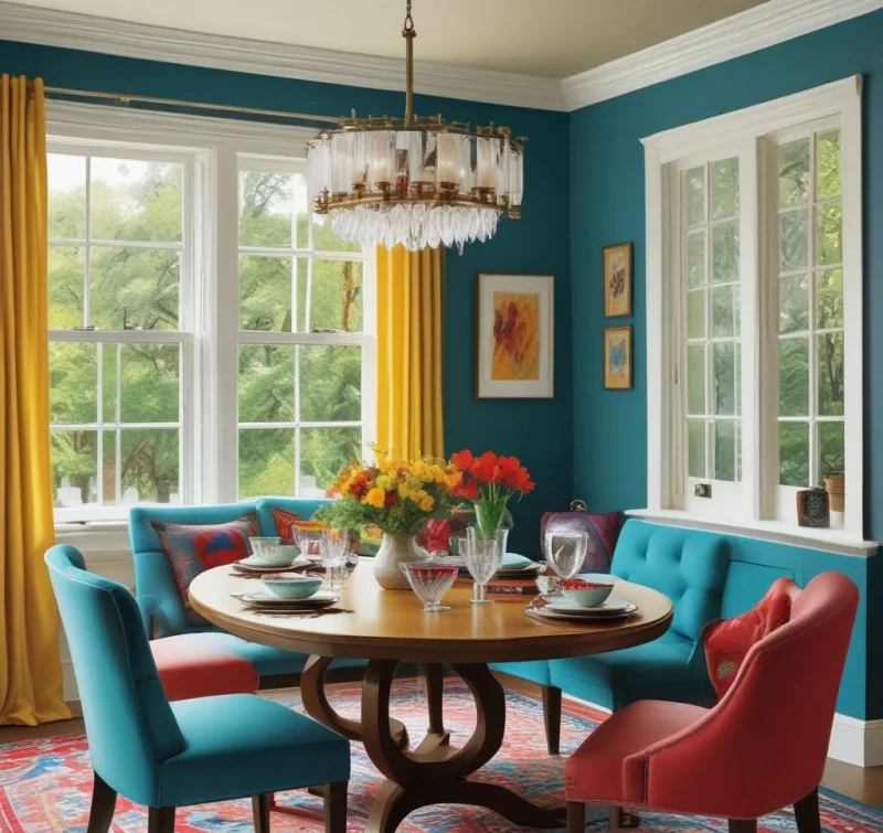 Vibrant Colorful Dining Room Energy
