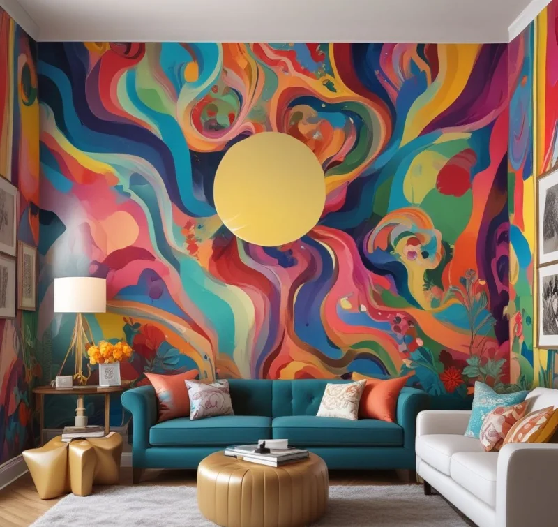 Vibrant Hand-Painted Feature Walls

