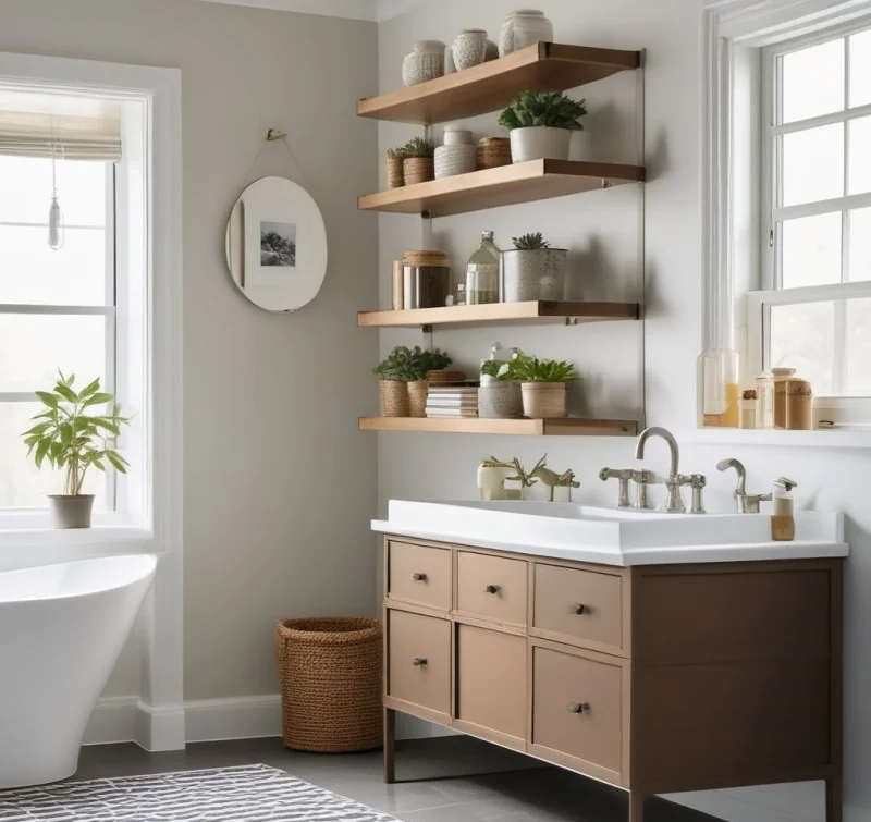 Wall-Mounted Shelving That Creates Visual Space
