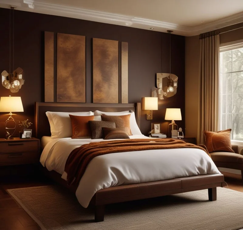 Warm Amber Lighting Paired with Rich Earth Tones
