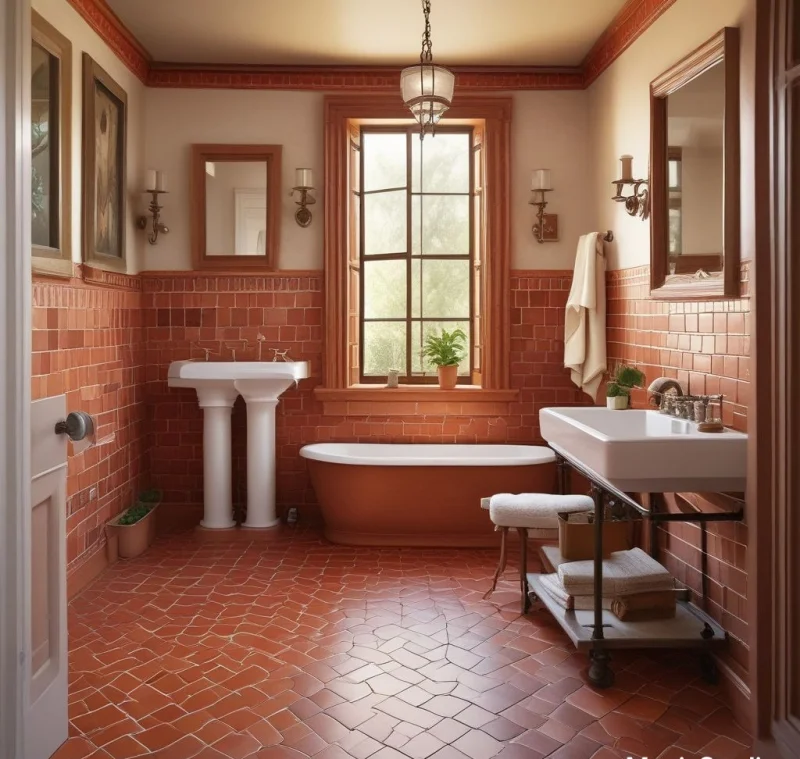 Warm Brick-Red Floor Sanctuary
