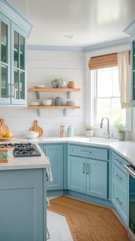 Breezy Coastal-Themed Blue Kitchen
