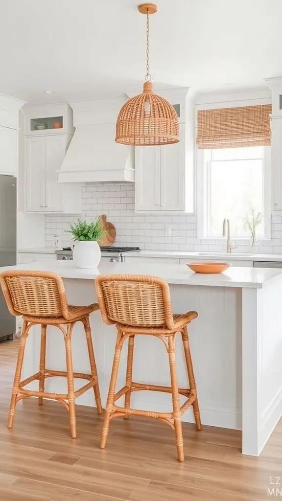 Breezy Rattan Stools For Beach-Inspired Kitchens
