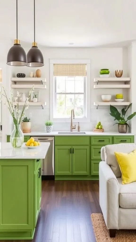 Bright Lime Accents In Otherwise Neutral Modern Space
