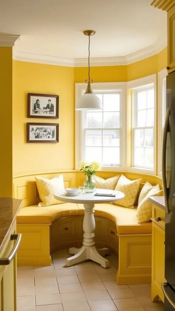 Cheerful Yellow Kitchen Including Cozy Breakfast Nook
