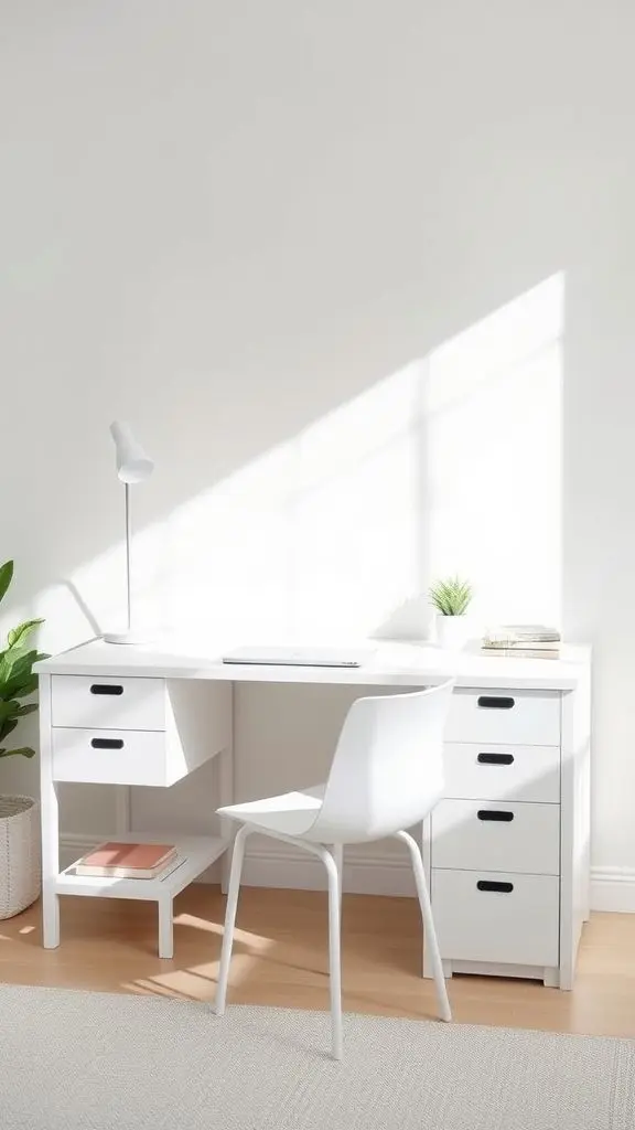Clean and Simple All-White Desk