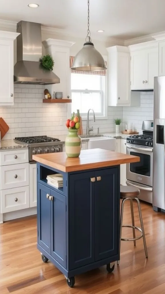 Compact Center Island on Wheels
