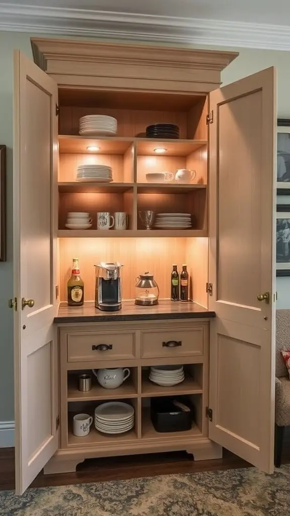 Concealed Coffee Cabinet Solution
