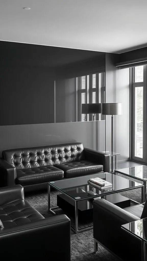 Contemporary Dark Lounge With Sleek Lines

