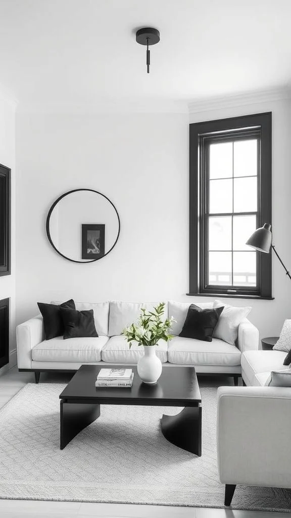 Contemporary White Space With Black Accents
