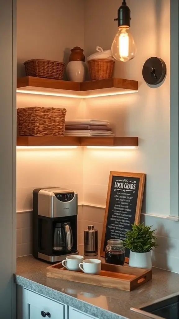 Cozy Corner Coffee Nook With Ambient Glow
