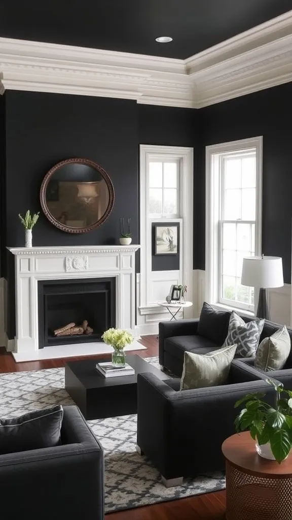 Dark Living Area With Bright Borders And Details
