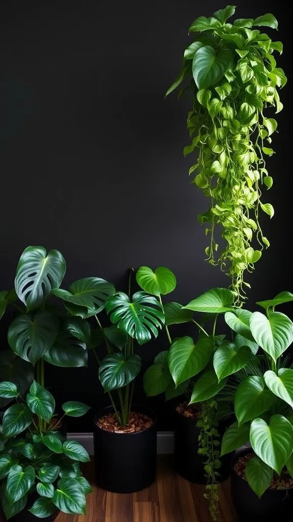 Dark Sanctuary With Leafy Green Touches
