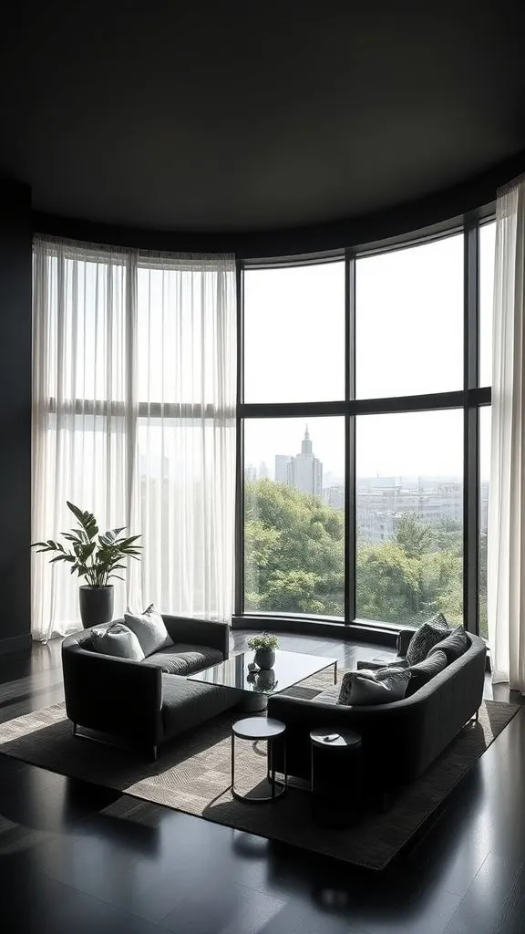 Dark Space With Expansive Window Views
