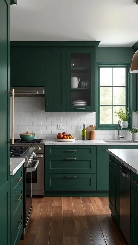 Deep Forest Green Cabinets With Smooth Matte Coating