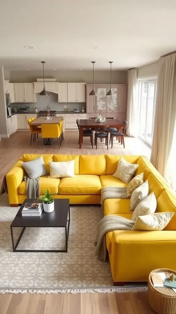 Functional Yellow Corner Sofa In Open Living Spaces
