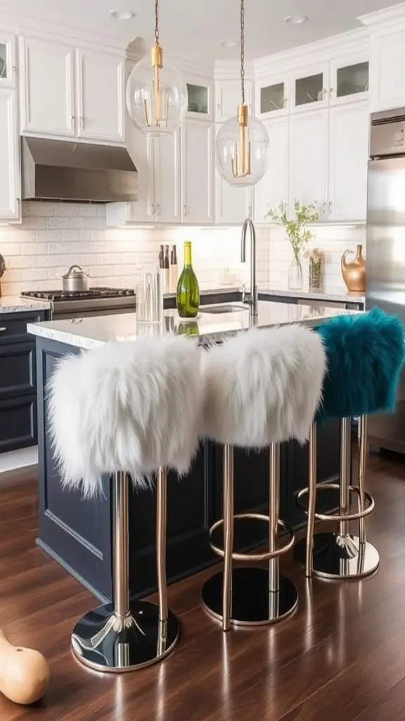 Glamorous Faux Fur Stools For Statement Kitchens
