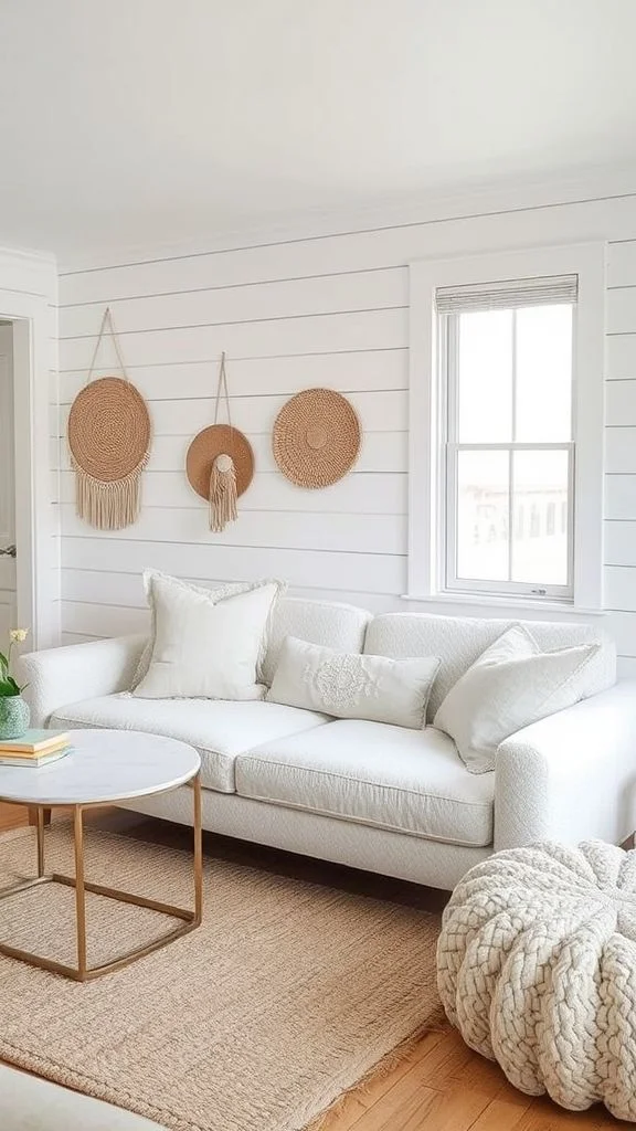 Layered Textures in Small White Living Spaces
