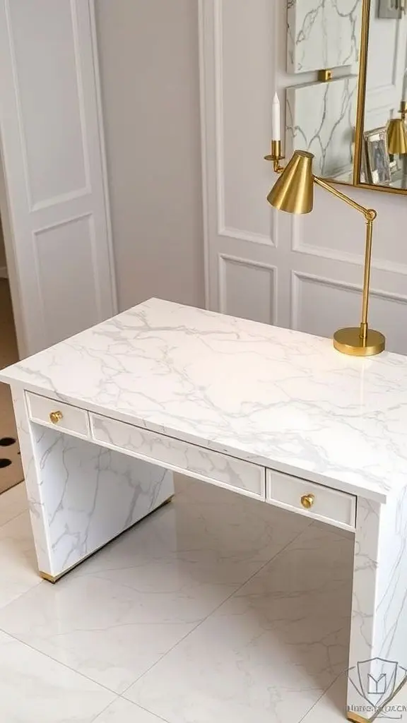 Luxurious Marble-Top Desk
