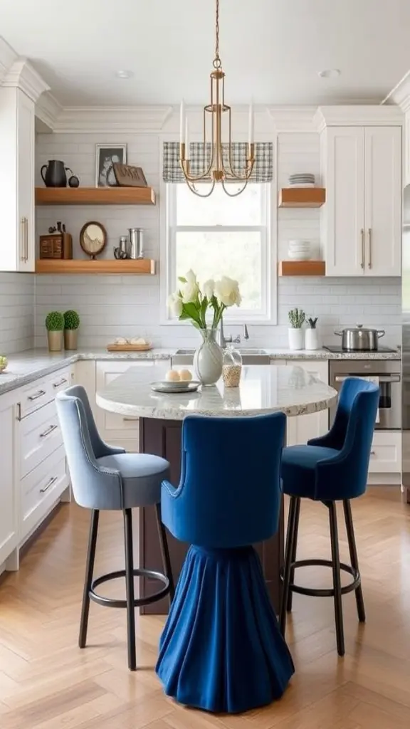 Luxurious Velvet Swivel Stools For Upscale Kitchens
