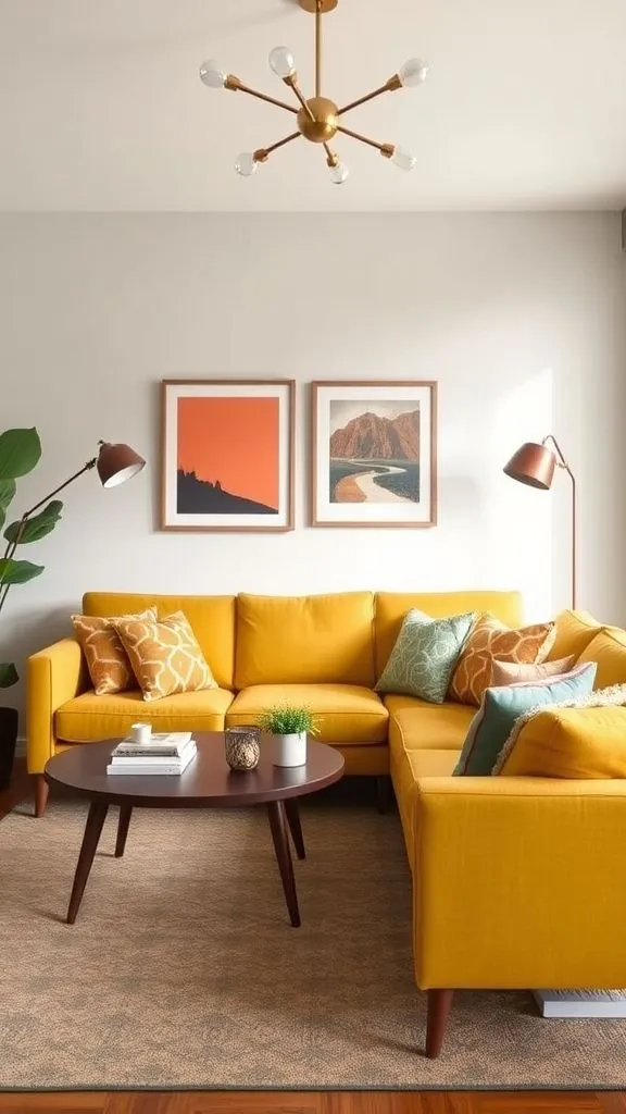 Mid-Century Modern With a Mustard Sofa
