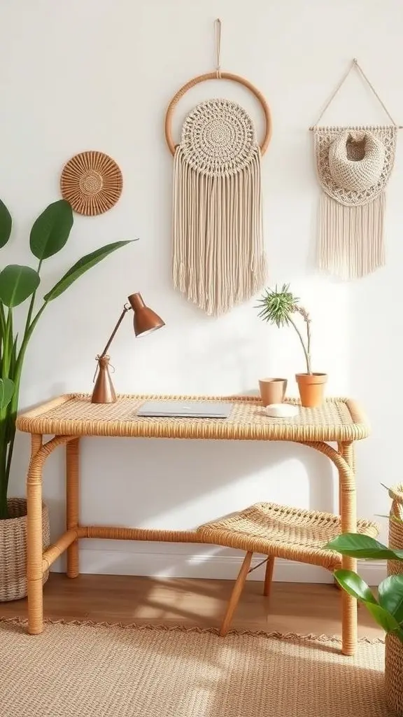Natural Woven Rattan Desk
